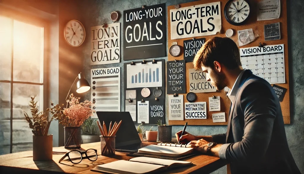How to Stay Focused on Your Long-Term Goals Staying focused on your long-term goals can be challenging, especially with daily distractions and setbacks. However, maintaining focus and commitment to your long-term objectives is essential for achieving success and fulfillment. In this article, we’ll explore practical strategies to help you stay focused and on track as you work toward your long-term goals. 1. Break Down Your Goals Into Smaller Milestones Long-term goals can feel overwhelming when viewed as a whole. Breaking them down into smaller, more manageable milestones makes them feel more achievable and allows you to track your progress along the way. Each small win builds momentum and keeps you motivated. How to Start: Identify the key milestones or checkpoints on your path to achieving your goal. For example, if your goal is to write a book, a milestone might be completing a chapter or drafting an outline. Tip: Celebrate each milestone, no matter how small. Recognizing your progress reinforces the positive steps you’re taking toward your goal and keeps you motivated. 2. Set Clear and Specific Short-Term Goals While focusing on long-term goals is important, setting clear and specific short-term goals can provide you with immediate tasks to work on. These short-term goals create a roadmap that helps you stay focused and organized as you progress toward your larger objectives. How to Start: Set specific, achievable short-term goals that contribute to your long-term vision. For instance, if your long-term goal is to run a marathon, a short-term goal might be to run a certain distance each week. Tip: Make your short-term goals measurable and time-bound. This allows you to track your progress and make adjustments if needed. 3. Stay Flexible and Adjust Your Plan When Necessary While staying focused on your long-term goals is essential, it’s also important to remain flexible. Life circumstances, priorities, and challenges can change, requiring adjustments to your original plan. Staying adaptable will help you overcome obstacles without losing sight of your goal. How to Start: Review your plan periodically and assess your progress. If something isn’t working or circumstances change, be willing to adjust your approach while still keeping your long-term vision in mind. Tip: Use setbacks as learning experiences. Adjusting your plan doesn’t mean abandoning your goal—it’s an opportunity to find a more effective way forward. 4. Visualize Your Long-Term Success Visualization is a powerful tool that helps you stay focused on your long-term goals. By vividly imagining yourself achieving your desired outcome, you reinforce the belief that success is possible. Visualization helps keep you motivated, even when progress seems slow. How to Start: Spend a few minutes each day visualizing yourself achieving your long-term goal. Picture the steps you will take, the challenges you’ll overcome, and the emotions you’ll feel when you succeed. Tip: Create a vision board to help reinforce your long-term goals. Include images, quotes, and reminders of what you’re working toward. Place it somewhere visible to keep your goals front and center. 5. Eliminate Distractions and Stay Disciplined Distractions are one of the biggest barriers to staying focused. Whether it’s social media, work, or personal life, distractions can pull you away from your long-term goals. To stay focused, it’s essential to eliminate or minimize distractions and stay disciplined in your approach. How to Start: Identify your biggest distractions and take steps to minimize them. This might include turning off notifications, setting designated work hours, or creating a distraction-free workspace. Tip: Use productivity techniques like the Pomodoro Technique or time-blocking to stay disciplined and focused on your tasks. Break your work into focused intervals and take regular breaks to maintain energy and concentration. 6. Find Accountability and Support Having someone to hold you accountable can significantly improve your ability to stay focused on your long-term goals. Whether it’s a mentor, friend, or accountability partner, sharing your progress with others provides motivation and encouragement. How to Start: Find a trusted person who can provide support and accountability. Share your long-term goals with them and ask them to check in regularly on your progress. Tip: Join a group or community of like-minded individuals who share similar goals. Being part of a supportive network can provide additional motivation and inspiration. Staying Focused on Your Long-Term Goals: A Path to Success Staying focused on your long-term goals requires dedication, discipline, and perseverance. By breaking down your goals into smaller milestones, setting short-term goals, staying flexible, visualizing success, eliminating distractions, and finding accountability, you can maintain focus and achieve the success you desire. Remember, progress toward long-term goals takes time and effort. Stay committed, stay disciplined, and trust the process. Every step you take brings you closer to the life you want to create.